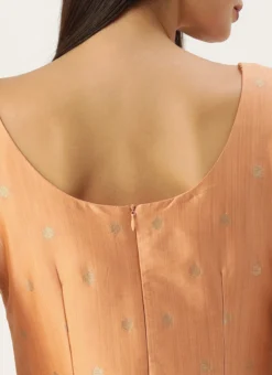 Dupatta From Peach Art Silk Jacquard Gown With Dupatta After Six Wear -Mahra Clothing Shop Peach Art Silk Jacquard Gown With Dupatta IWBS02302268 rrc2