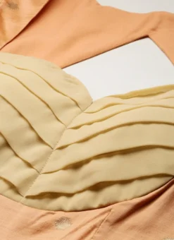 Peach Art Silk Jacquard Pleated Yoke Gown Wedding Wear -Mahra Clothing Shop Peach Art Silk Jacquard Pleated Yoke Gown IWBS02212540 rrc1