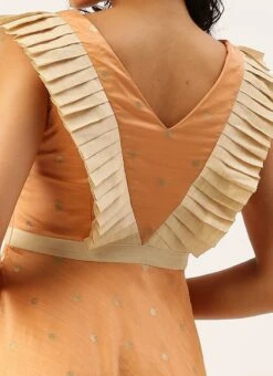 Peach Art Silk Jacquard Ruffled Dress Festive Wear 13 Peach Art Silk Jacquard Ruffled Dress Festive Wear -Mahra Clothing Shop Peach Art Silk Jacquard Ruffled Dress DRBS02211144 rrc2