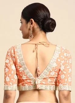 Peach Embroidered Georgette Blouse Festive Wear -Mahra Clothing Shop Peach Embroidered Georgette Blouse BLBS02305185 b