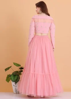 Teen Girls Peach Embroidered Georgette Lehenga Set Festive Wear -Mahra Clothing Shop Peach Embroidered Georgette Lehenga Set GHBS02211214 b