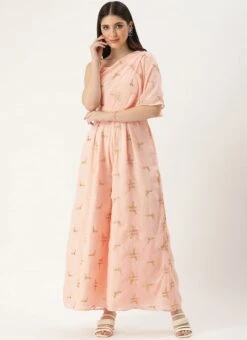 Peach Embroidered Jumpsuit Festive Wear -Mahra Clothing Shop Peach Embroidered Jumpsuit DRBS02306363 u