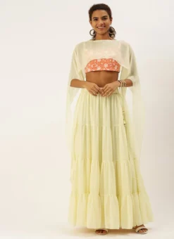 Teen Girls Peach Embroidered N Off White Georgette Lehenga Festive Wear -Mahra Clothing Shop Peach Embroidered N Off White Georgette Lehenga GHBS02209622 u