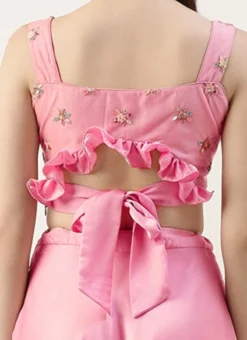 Skirt From Peach Embroidered N Pink Satin Skirt Set After Six Wear -Mahra Clothing Shop Peach Embroidered N Pink Satin Skirt Set IWBS02211106 rrc2