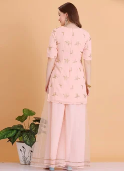 Top From Peach Embroidered Palazzo Suit After Six Wear -Mahra Clothing Shop Peach Embroidered Palazzo Suit SLBS02306390 b