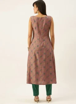 Peach Foil N Skipper Green Kurta Straight Pant Suit After Six Wear -Mahra Clothing Shop Peach Foil N Skipper Green Kurta Straight Pant Suit KSBS02201196 b