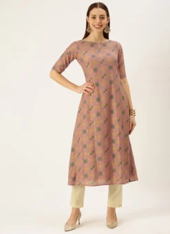 Peach Foil Print N Beige Straight Pant Suit Festive Wear -Mahra Clothing Shop Peach Foil Print N Beige Straight Pant Suit KSBS02111139 u