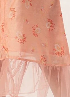 Peach Foil Printed A Line Dress After Six Wear 15 Peach Foil Printed A Line Dress After Six Wear -Mahra Clothing Shop Peach Foil Printed A Line Dress DRBS02209710 rrc4