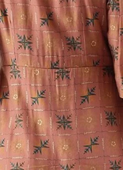 Peach Foil Printed A Line Dress Work Wear 13 Peach Foil Printed A Line Dress Work Wear -Mahra Clothing Shop Peach Foil Printed A line Dress DRBS02111070 rrc2