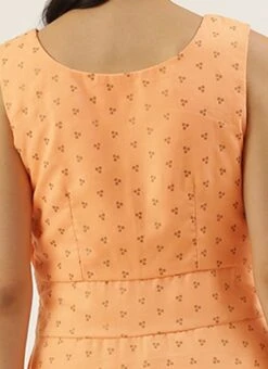 Peach Foil Printed Cotton Maxi Dress After Six Wear Festive Wear -Mahra Clothing Shop Peach Foil Printed Cotton Maxi Dress DRBS02206182 rrc2