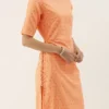 Peach Foil Printed Rayon Calf Length Kurta Set After Six Wear
