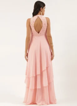 Peach Georgette Embroidered Gown Festive Wear -Mahra Clothing Shop Peach Georgette Embroidered Gown IWBS02206270 b