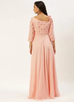 Teen Girls Peach Georgette Sequins One Shoulder Style Gown Party Wear 11 Teen Girls Peach Georgette Sequins One Shoulder Style Gown Party Wear -Mahra Clothing Shop Peach Georgette Sequins One Shoulder Style Gown IWBS02212545 b