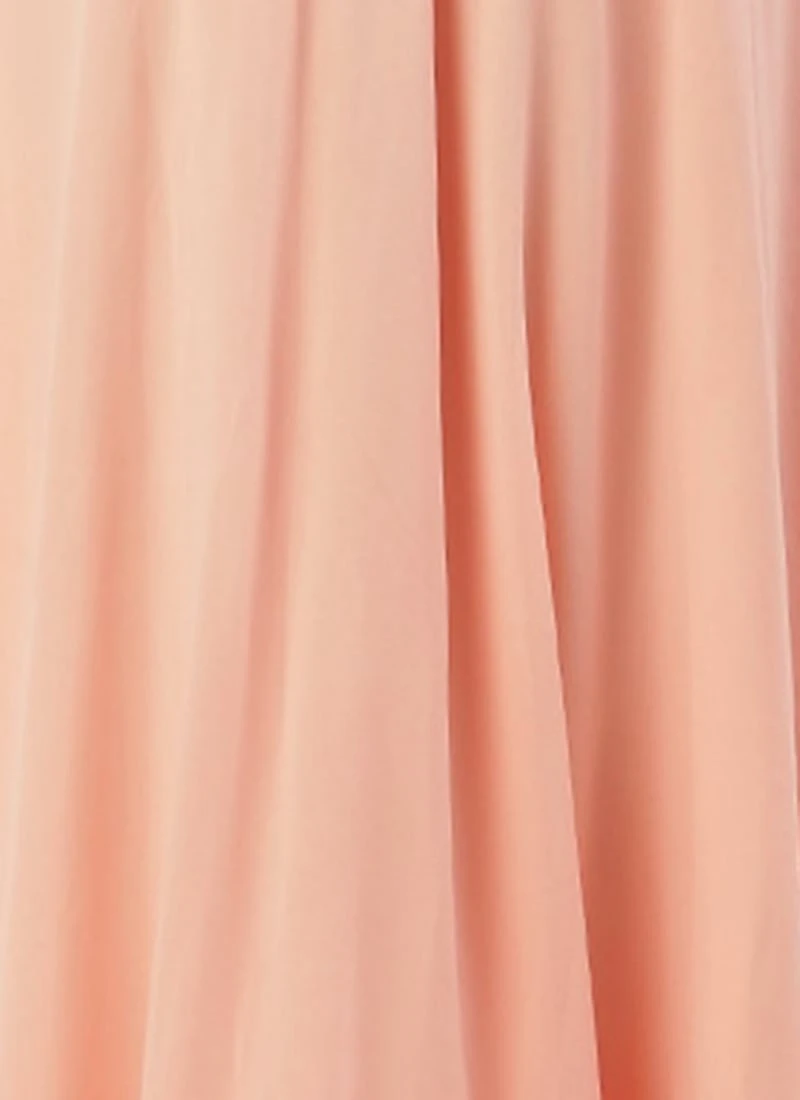 Teen Girls Peach Georgette Sequins One Shoulder Style Gown Party Wear 7 Teen Girls Peach Georgette Sequins One Shoulder Style Gown Party Wear - Image 7