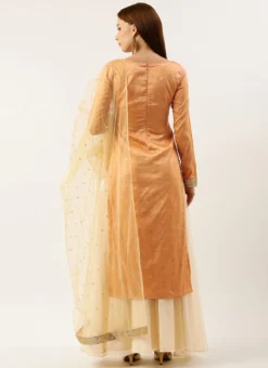 Bottom From Peach Jacquard N Cream Net Sharara Suit Set After Six Wear -Mahra Clothing Shop Peach Jacquard N Cream Net Sharara Suit Set SLBS02301720 b 2
