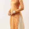 Teen Girls Peach Jacquard N Cream Net Sharara Suit Set Festive Wear