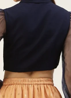 Skirt From Peach Jacquard N Navy Blue Art Silk Skirt Set After Six Wear -Mahra Clothing Shop Peach Jacquard N Navy Blue Art Silk Skirt Set IWBS02212526 rrc2