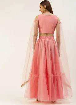 Skirt From Peach N Pink Net Embroidered Skirt Set After Six Wear -Mahra Clothing Shop Peach N Pink Net Embroidered Skirt Set IWBS02212524 b