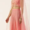Teen Girls Peach N Pink Net Embroidered Skirt Set After Six Wear