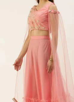 Skirt From Peach N Pink Net Embroidered Skirt Set After Six Wear