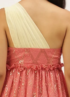 Peach N White Embroidered Tiered Maxi Dress Festive Wear -Mahra Clothing Shop Peach N White Embroidered Tiered Maxi Dress DRBS02206302 rrc2