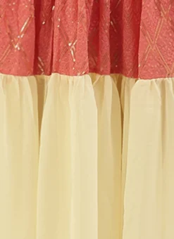 Peach N White Embroidered Tiered Maxi Dress Festive Wear -Mahra Clothing Shop Peach N White Embroidered Tiered Maxi Dress DRBS02206302 rrc4