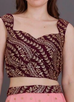 Dupatta From Peach Net N Wine Embroidered Lehenga Set After Six Wear 12 Dupatta From Peach Net N Wine Embroidered Lehenga Set After Six Wear -Mahra Clothing Shop Peach Net N Wine Embroidered Lehenga Set GHBS02304081 rrc1