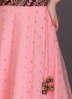 Dupatta From Peach Net N Wine Embroidered Lehenga Set After Six Wear 15 Dupatta From Peach Net N Wine Embroidered Lehenga Set After Six Wear -Mahra Clothing Shop Peach Net N Wine Embroidered Lehenga Set GHBS02304081 rrc4