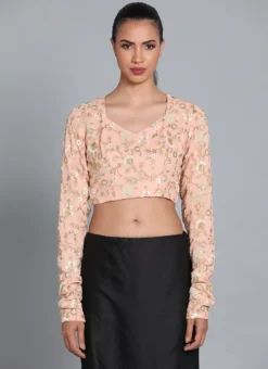 Peach Viscous Embroidered Blouse Festive Wear -Mahra Clothing Shop Peach Viscous Embroidered Blouse BLBS02209583 u