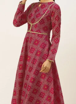 Pink Art Silk Digital Fabric Kruta Set Festive Wear