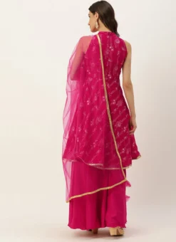 Dupatta From Pink Art Silk Halter Neck Sharara Suit After Six Wear -Mahra Clothing Shop Pink Art Silk Halter Neck Sharara Suit SLBS02305248 b