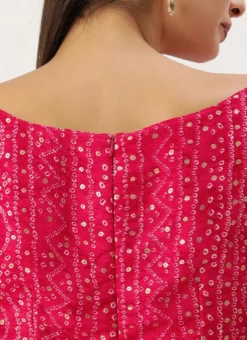 Pink Bandhani Printed Rayon Dress Festive Wear -Mahra Clothing Shop Pink Bandhani Printed Rayon Dress DRBS02302261 rrc2