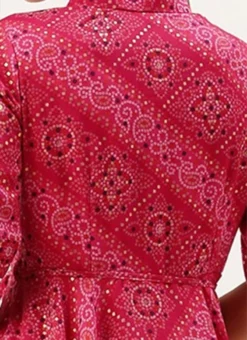 Pink Chanderi Art Silk Handkerchief Style Dress Festive Wear After Six Wear -Mahra Clothing Shop Pink Chanderi Art Silk Handkerchief Style Dress DRBS02203500 rrc3