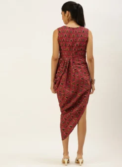 Pink Chanderi Art Silk Maxi Dress Festive Wear -Mahra Clothing Shop Pink Chanderi Art Silk Maxi Dress DRBS02207321 b