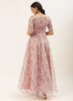 Teen Girls Pink Digital Print Organza Gown Party Wear -Mahra Clothing Shop Pink Digital Print Organza Gown IWBS02209736 b