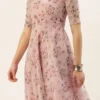 Teen Girls Pink Digital Print Organza Gown Party Wear