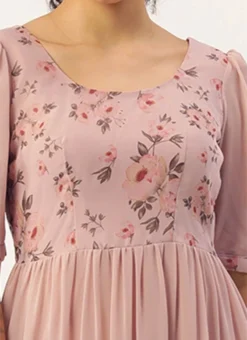 Pink Digital Printed Gathers Dress After Six Wear -Mahra Clothing Shop Pink Digital Printed Gathers Dress DRBS02110847 rrc1