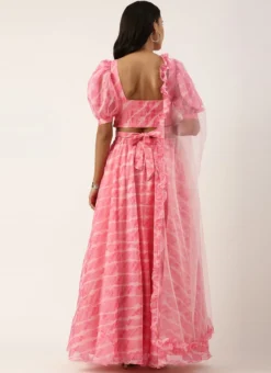 Teen Girls Pink Digital Printed Organza Lehenga Set Party Wear -Mahra Clothing Shop Pink Digital Printed Organza Lehenga Set GHBS02205010 b