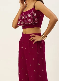 Teen Girls Pink Embroidered Co Ords Set Party Wear