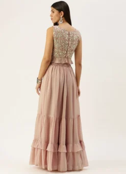 Teen Girls Pink Embroidered Crop Top N Skirt Party Wear -Mahra Clothing Shop Pink Embroidered Crop Top N Skirt IWBS02108656 b