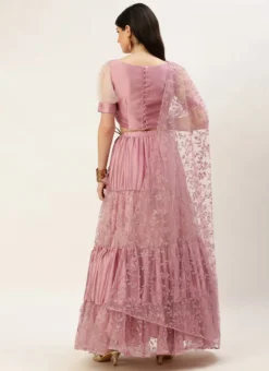 Teen Girls Pink Embroidered Gathered Net Lehenga Set Festive Wear -Mahra Clothing Shop Pink Embroidered Gathered Net Lehenga Set GHBS02302202 b