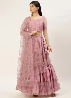 Teen Girls Pink Embroidered Gathered Net Lehenga Set Festive Wear -Mahra Clothing Shop Pink Embroidered Gathered Net Lehenga Set GHBS02302202 u