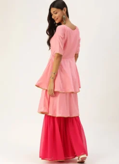 Pink Embroidered Gharara Set Festive Wear -Mahra Clothing Shop Pink Embroidered Gharara Set KSBS02012709 b