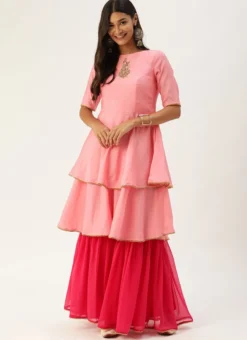 Pink Embroidered Gharara Set Festive Wear -Mahra Clothing Shop Pink Embroidered Gharara Set KSBS02012709 u