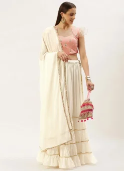 Teen Girls Pink Embroidered N White Georgette Lehenga Festive Wear -Mahra Clothing Shop Pink Embroidered N White Georgette Lehenga GHBS02211046 u
