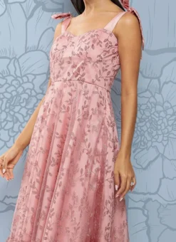 Pink Embroidered Net Corset Style Dress Party Wear