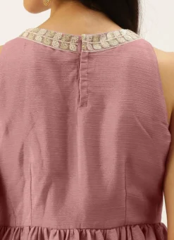 Pink Foil Print Chinnon N Beige Satin Kurta Sets After Six Wear -Mahra Clothing Shop Pink Foil Print Chinnon N Beige Satin Kurta Sets KSBS02203483 rrc2