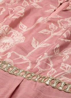 Pink Foil Print Chinon Jumpsuit Party Wear -Mahra Clothing Shop Pink Foil Print Chinon Jumpsuit DRBS02201207 rrc1