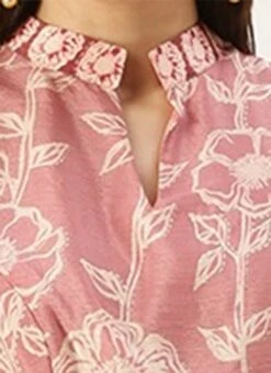 Pink Foil Print Chinon Jumpsuit Party Wear -Mahra Clothing Shop Pink Foil Print Chinon Jumpsuit DRBS02201207 rrc3