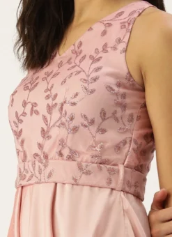 Pink Foil Printed Asymmetric Dress Festive Wear -Mahra Clothing Shop Pink Foil Printed Asymmetric Dress DRBS02209720 rrc1